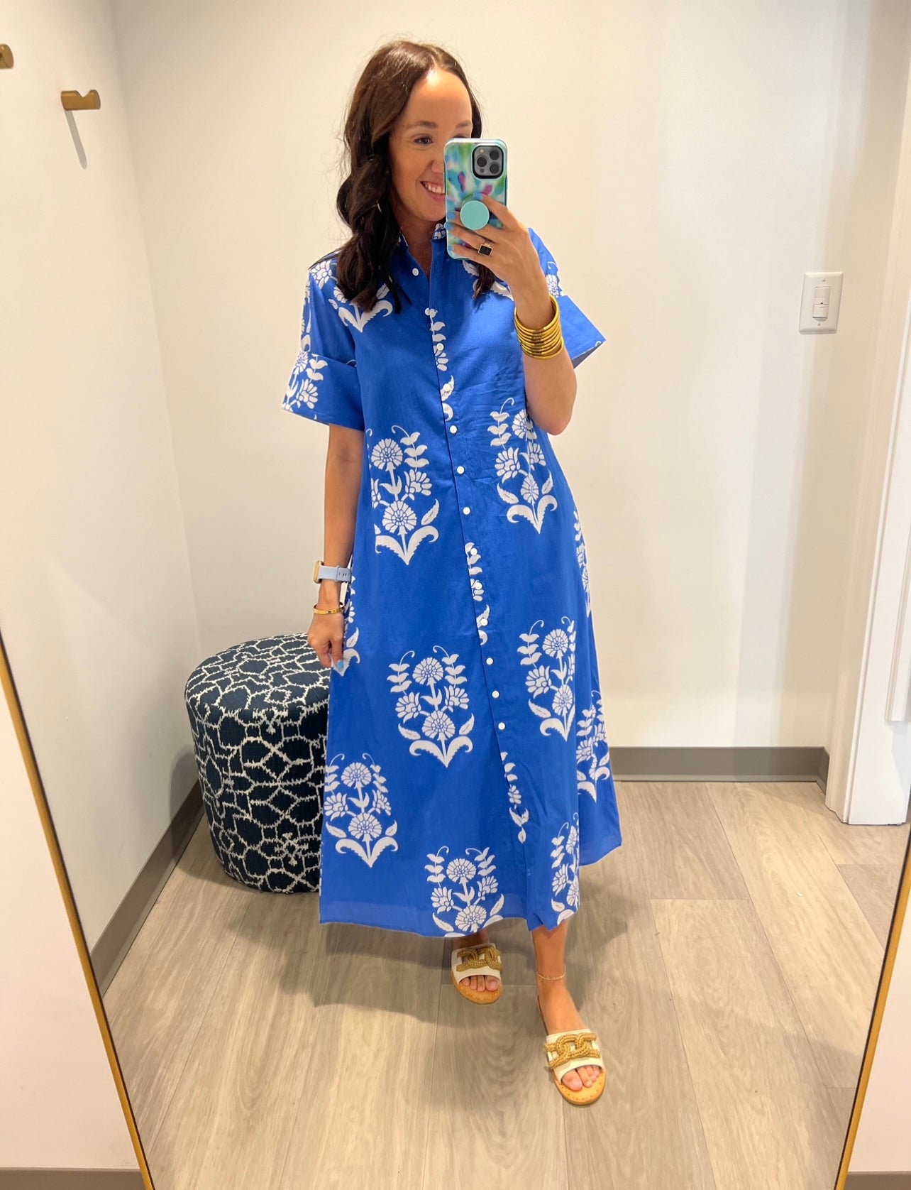 livro shirt dress Livro Gibbons Dress in Lanai Tile, L / Blue