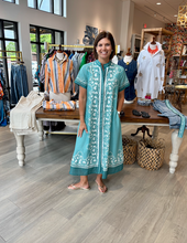 Load image into Gallery viewer, Isla Payal Carnation Teal Sydney Shirtdress
