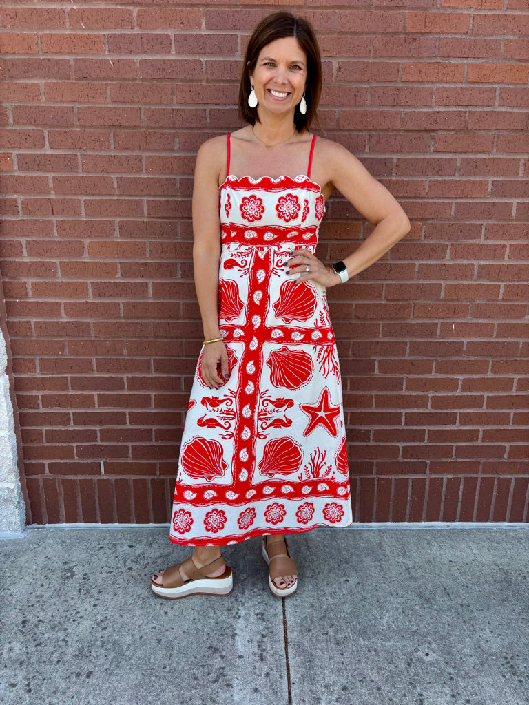 Moon River Coastal Spaghetti Strap Midi