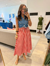 Load image into Gallery viewer, Livro Red Stripes Pavilion Skirt
