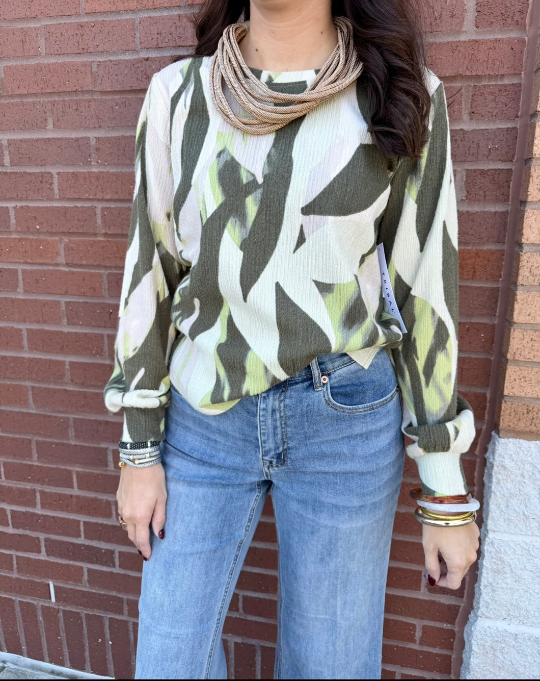 Tribal Ivy Crew Neck Top