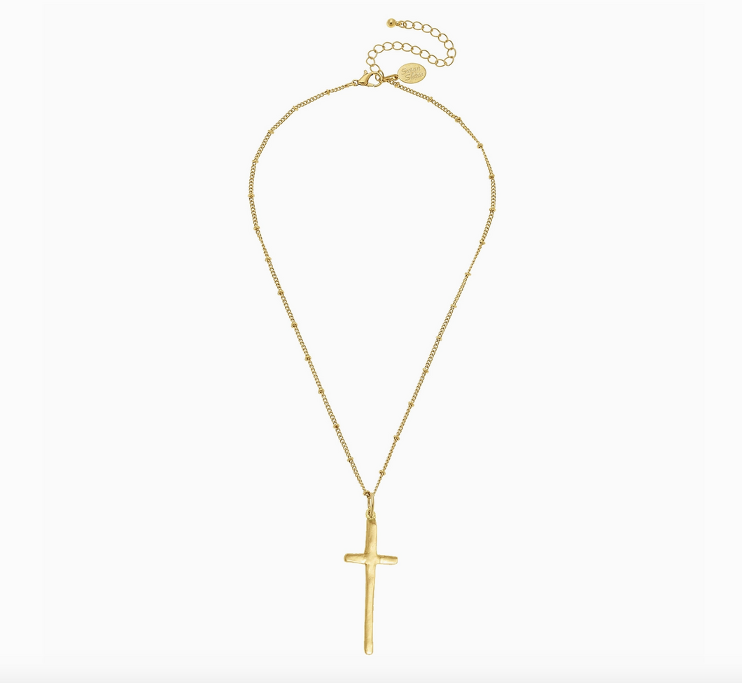 Susan Shaw Dainty Elongated Cross Necklace