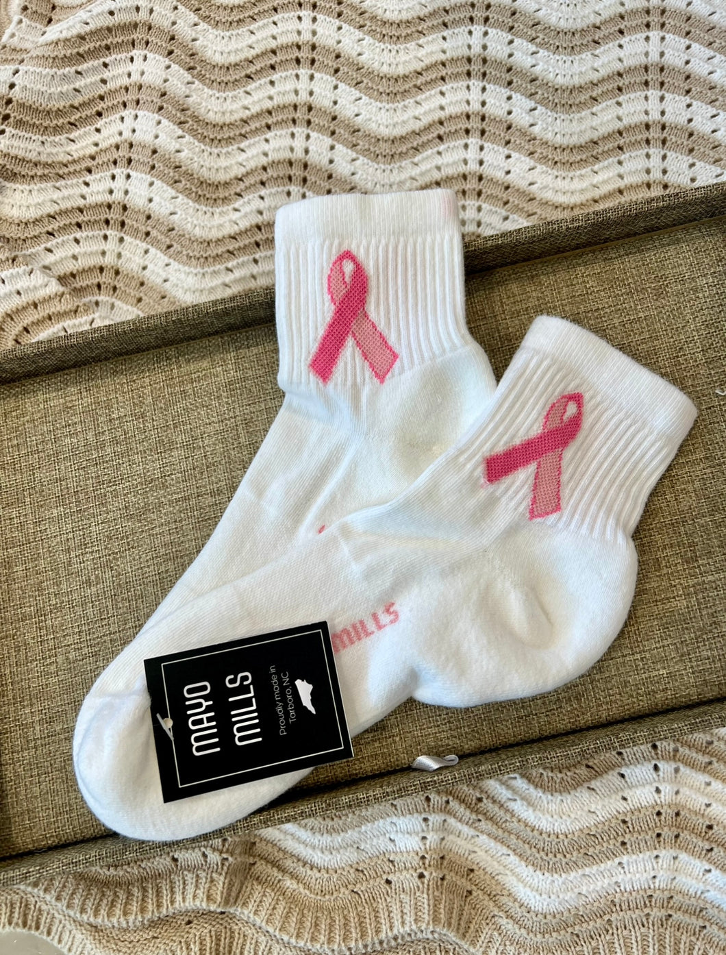 Mayo Mills Pink Ribbon Socks