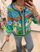 Load image into Gallery viewer, John Mark Peacock Boarder Print Blouse
