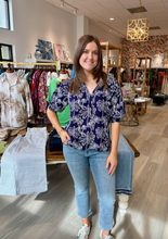 Load image into Gallery viewer, La Mer Luxe Drawn Palm Lizzie Top
