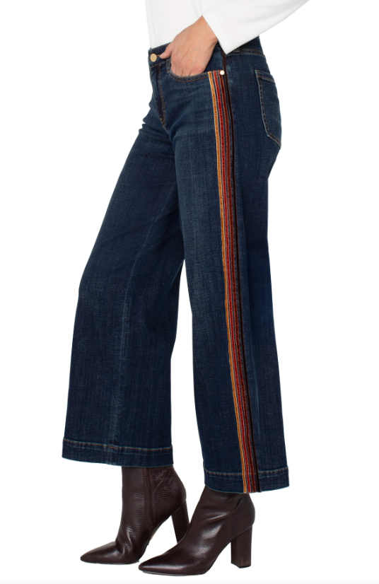 Liverpool Velvet Trim Stride Wide Leg