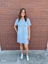 Load image into Gallery viewer, Tribal Denim Shirt Dress
