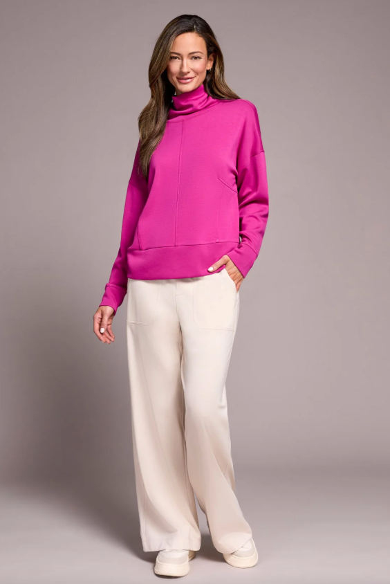Tribal Pink Flambe Funnel Neck Top