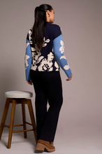 Load image into Gallery viewer, Tribal Sapphire Funnel Neck Sweater
