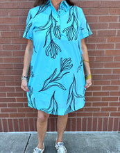 Load image into Gallery viewer, Tribal Aqua Sky Button Placket Dress
