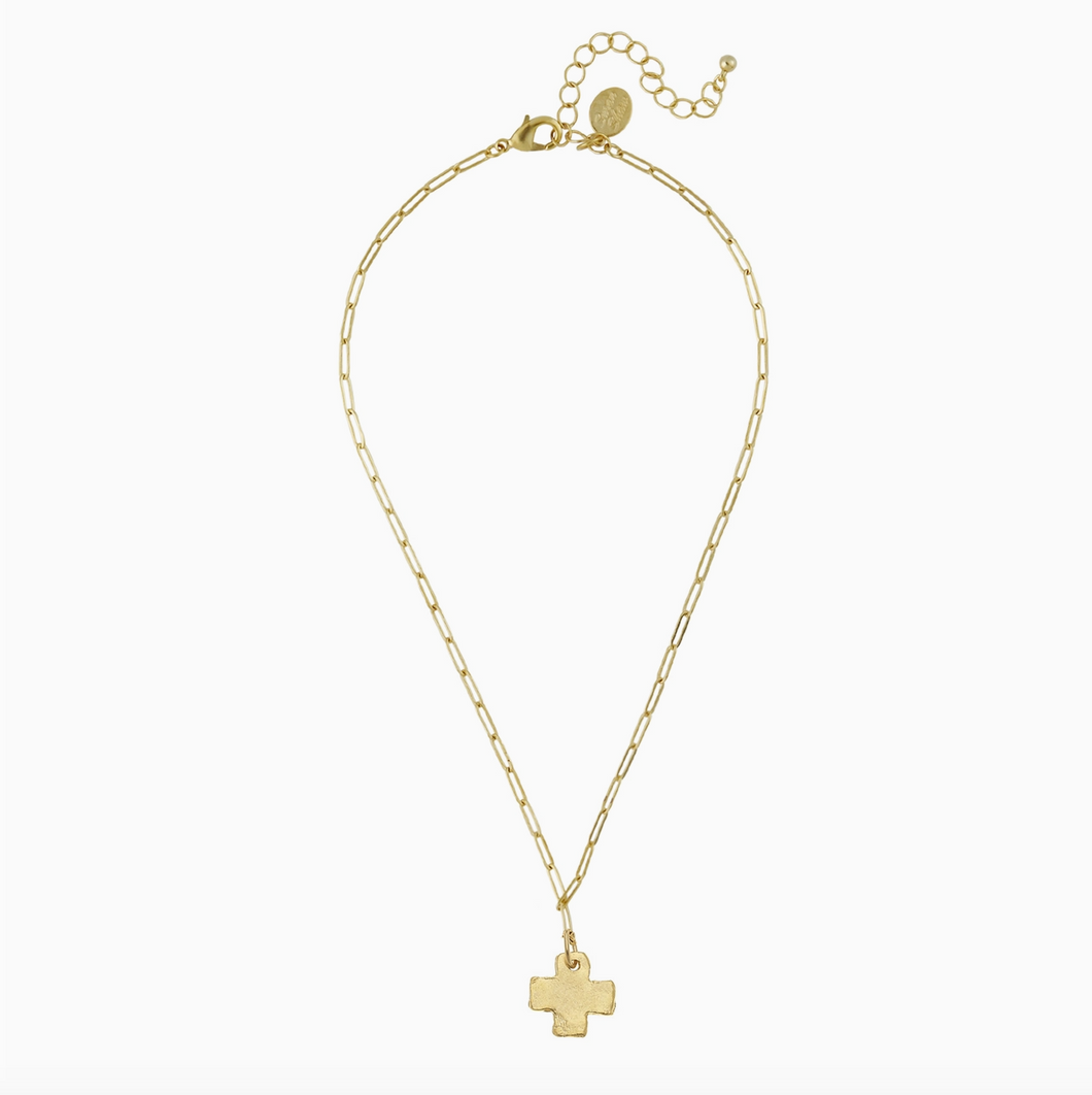 Susan Shaw Mini Cross Paperclip Necklace