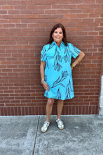 Load image into Gallery viewer, Tribal Aqua Sky Button Placket Dress
