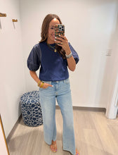 Load image into Gallery viewer, Tru Luxe Knit Denim Sleeve Popover
