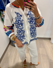 Load image into Gallery viewer, John Mark Embroidered and Lace Hem Blouse
