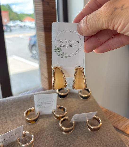 Daphne Gold Trimmed Natural Hoop