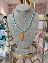 Load image into Gallery viewer, Smith and Co Blue Leather Fish Necklace
