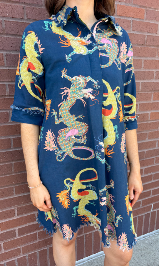 Dizzy Lizzie Navy Dragons Chatham Dress