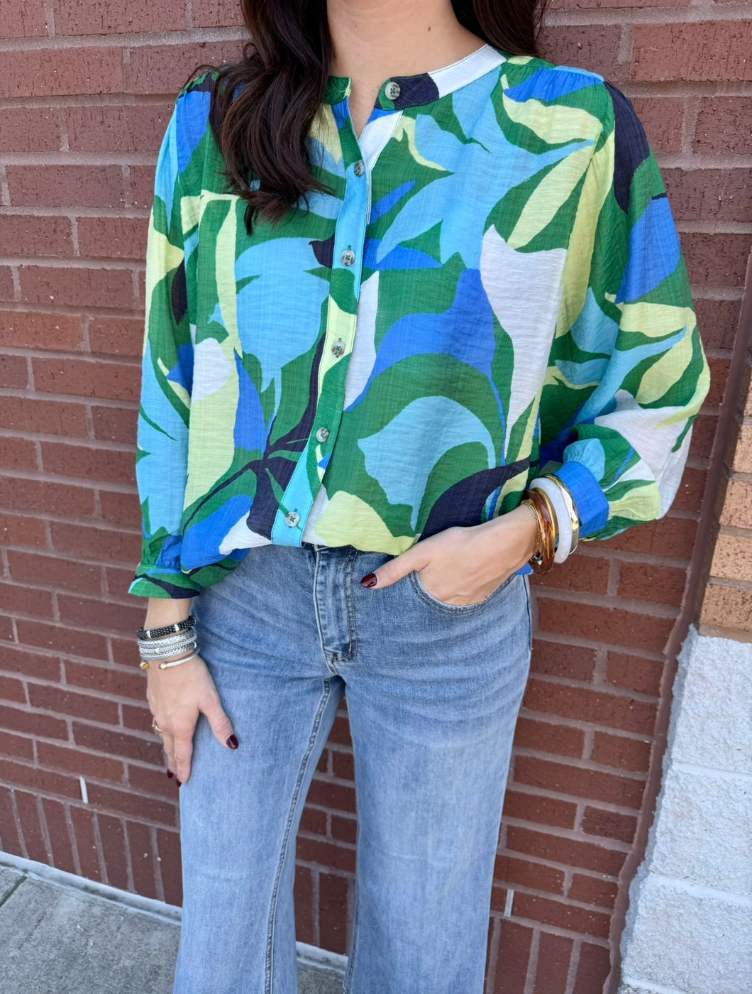 Tribal Fieldgreen Dolman Sleeve Blouse