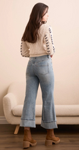 Load image into Gallery viewer, Tribal Washed Blue Brooke Palazzo Cuffed Jean
