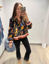Load image into Gallery viewer, Tribal Hickory Ruffle Collar Pleated Blouse
