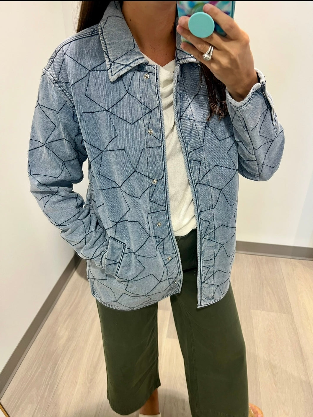 Charlie B Star Quilted Denim Jacket