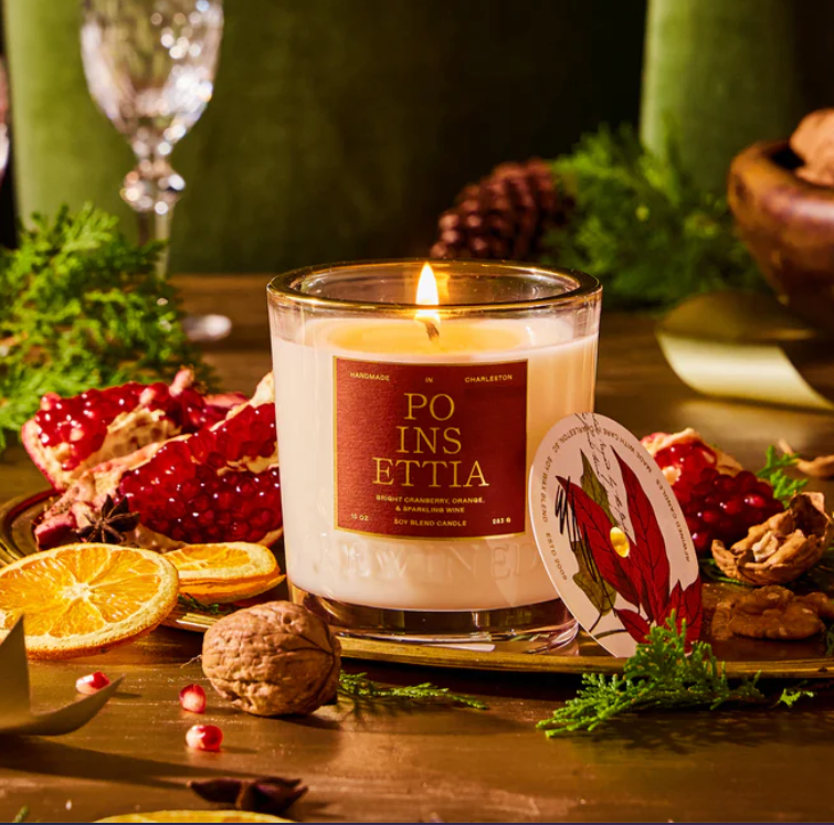 Rewined Poinsettia Candle