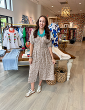 Load image into Gallery viewer, Apricot Leaf Print Midi Shirt Dress
