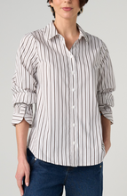 Load image into Gallery viewer, Liverpool Espresso Stripe Button Front Blouse
