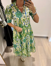 Load image into Gallery viewer, Dizzy Lizzie Blue/Green Ikat Montauk Dress
