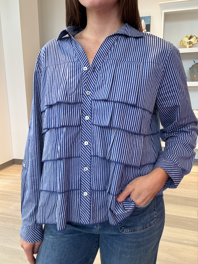 Stripe Tiered Ruffle Shirt