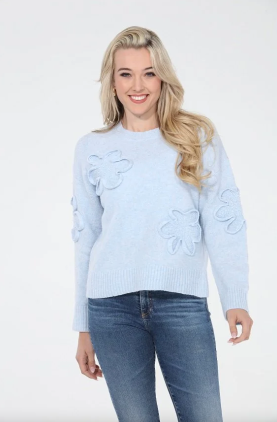 Rain and Rose Floral Crew Sweater