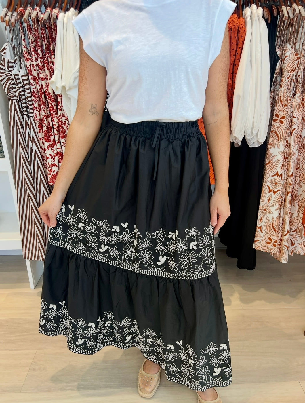 Moon River Eyelet Midi Skirt