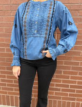 Load image into Gallery viewer, True Luxe Embroidered Split Neck Top
