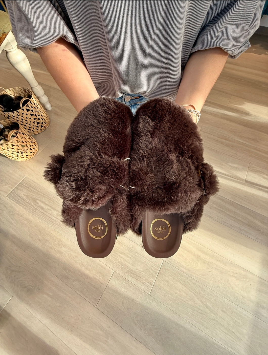 Solei Sea Bark Aspen Fur Clog