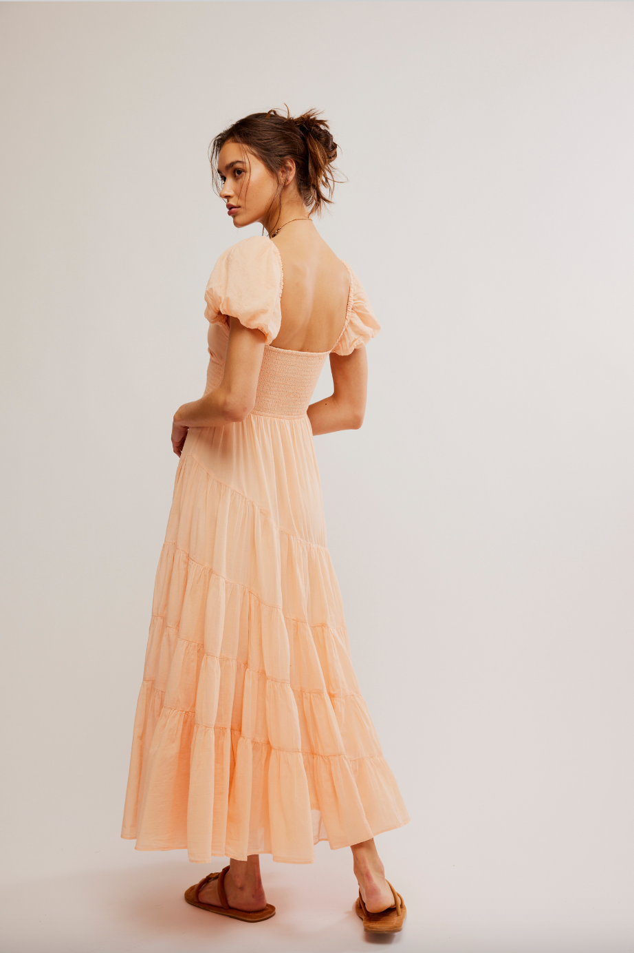 free people sundrenched smocked puff sleeve maxi dress Free People Sundrenched Smocked Puff Sleeve Maxi Dress