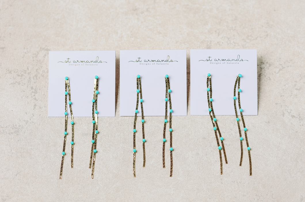 St Armands Dotted Gold Duster Earring