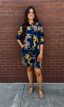 Load image into Gallery viewer, Dizzy Lizzie Navy Dragons Chatham Dress
