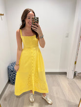 Load image into Gallery viewer, Moon River Yellow Eyelet Detail Midi
