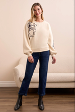 Load image into Gallery viewer, Tribal Moonstone Embroidered Crew Neck Top
