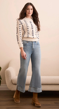 Load image into Gallery viewer, Tribal Washed Blue Brooke Palazzo Cuffed Jean
