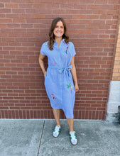 Load image into Gallery viewer, Tribal Placement Embroidered Shirt Dress

