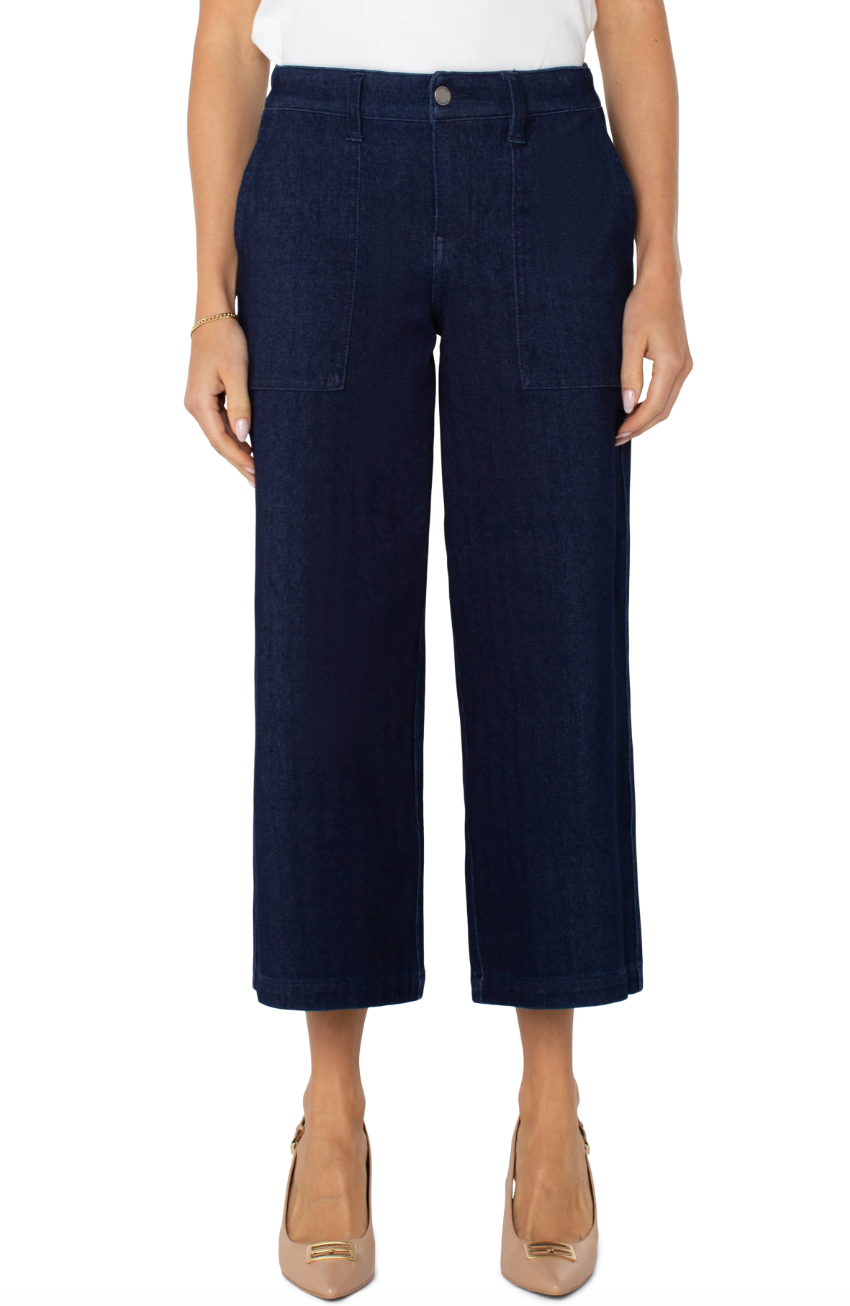 Liverpool Indigo Rinse Wide Leg Cargo