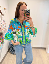 Load image into Gallery viewer, John Mark Peacock Boarder Print Blouse
