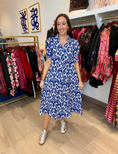 Load image into Gallery viewer, Dizzy Lizzie Navy Ikat Montauk Dress
