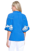 Load image into Gallery viewer, Tru Luxe Embroidered Smocked Collar Top
