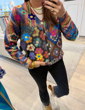 Load image into Gallery viewer, John Mark Mixed Print Cardigan Sweater
