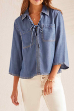 Load image into Gallery viewer, Tribal Chambray Pop Over Blouse
