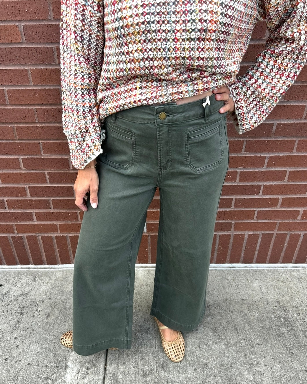 Charlie B Spruce Patch Pocket Flare Pant