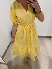 Load image into Gallery viewer, Moon River Light Yellow Eyelet Midi
