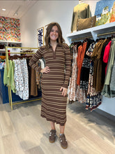 Load image into Gallery viewer, Moon River Striped Collar Knit Midi
